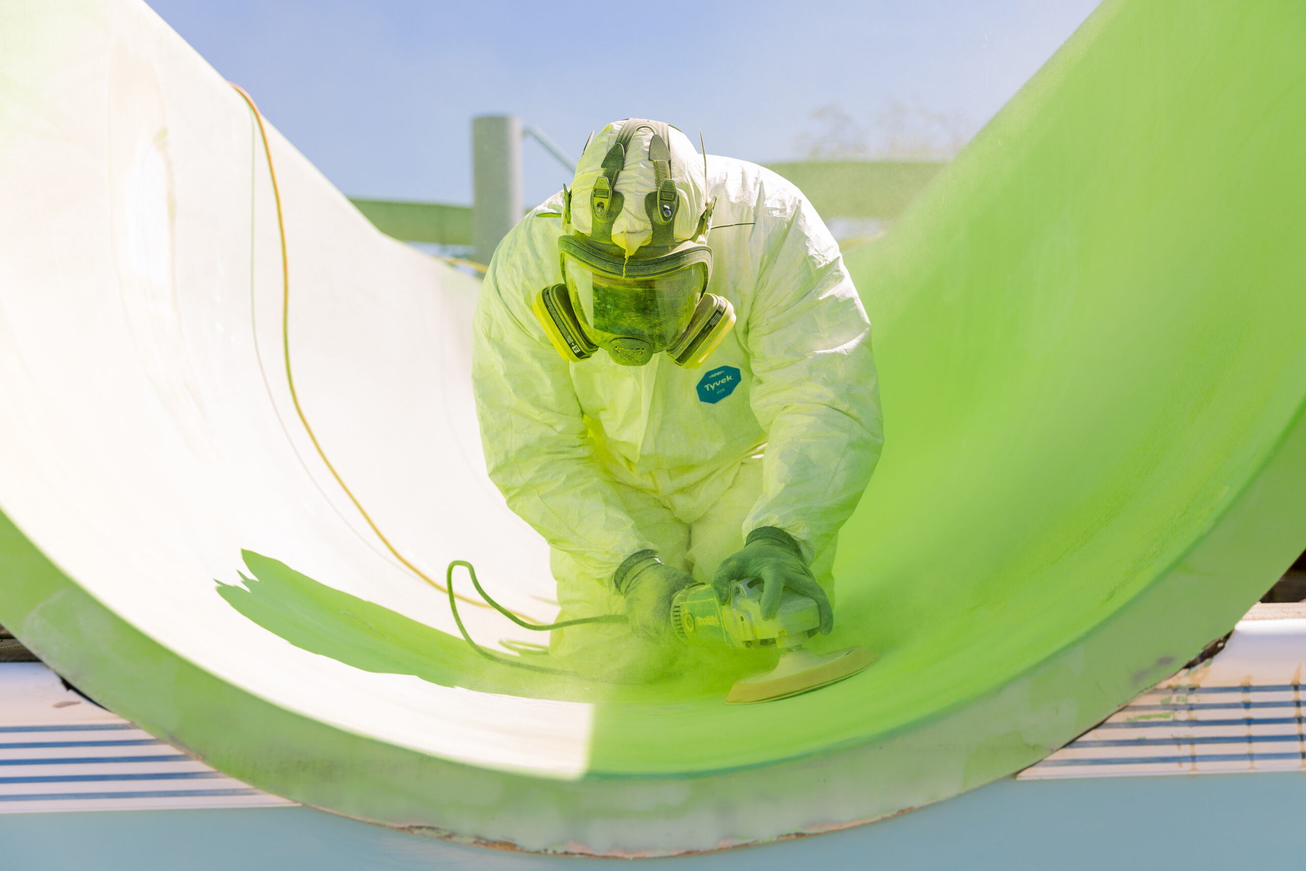Fiberglass slide restoration work