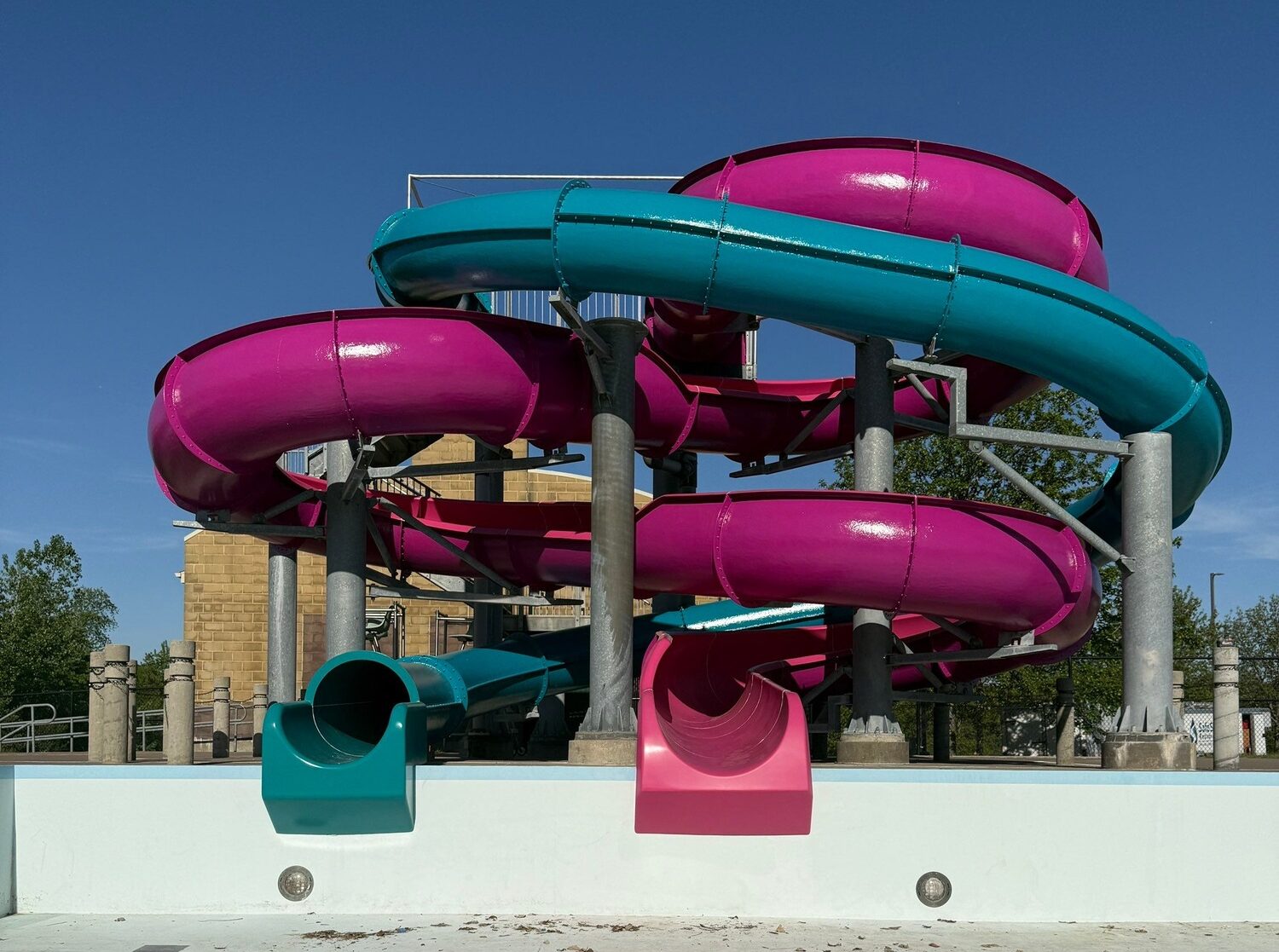 Completed Pella Aquatic Center waterslide restoration in Pella Iowa